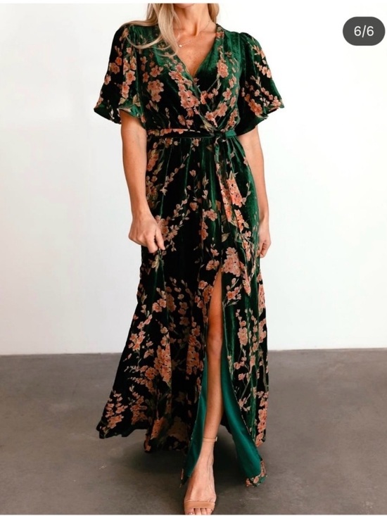 Baltic Born Dresses & Skirts - Baltic Born- Floral Velvet Wrap Maxi Dress